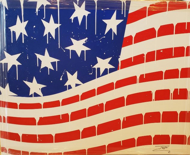 USA Flag #3 2018 40x50 Huge Original Painting by  Jozza