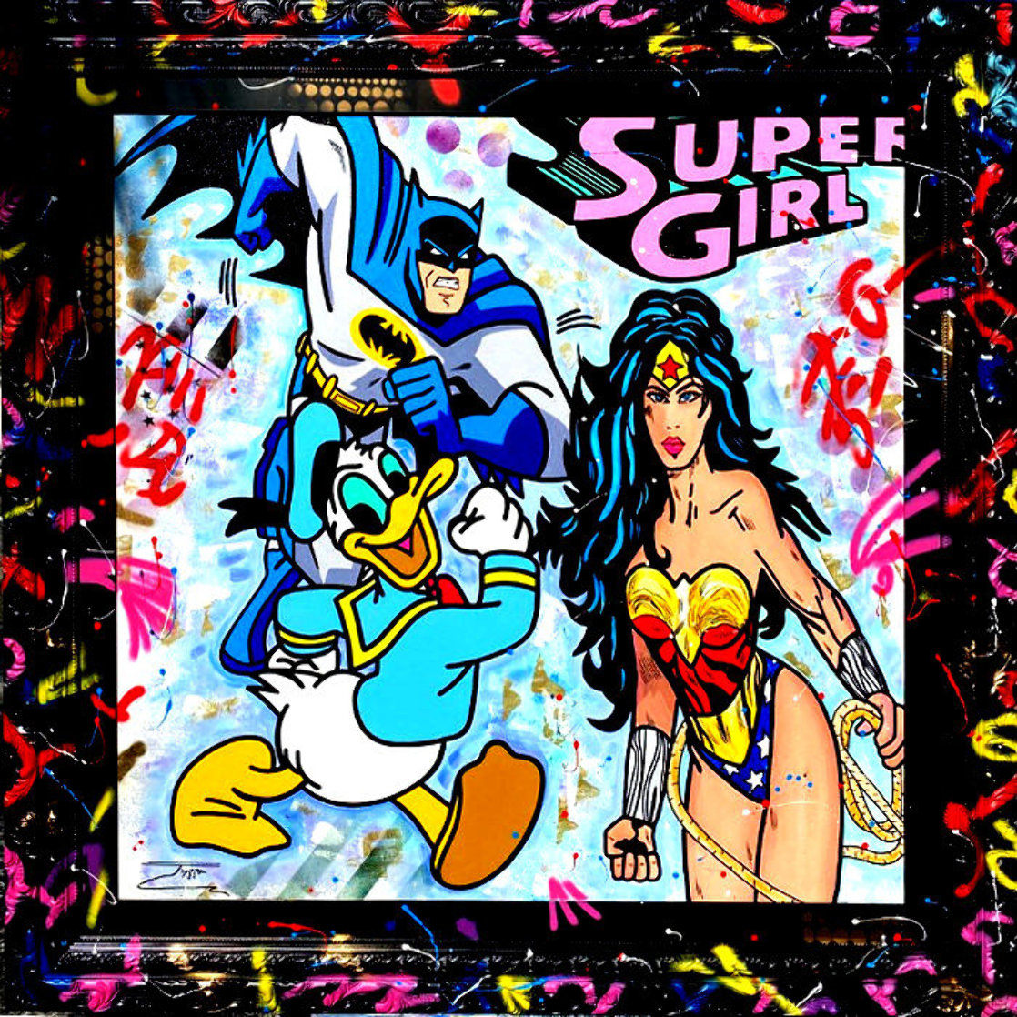 Super Girl 2020 55x55 Disney Huge Original Painting by  Jozza