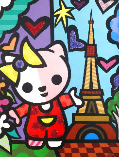 Hello Kitty in Paris 52x40 Super Huge Original Painting - Jozza Hello Kitty in Paris 52x40 Super Huge Original Painting - Jozza