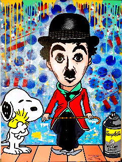 Chaplin Cartoon 48x36 Original Painting - Jozza Chaplin Cartoon 48x36 Original Painting - Jozza