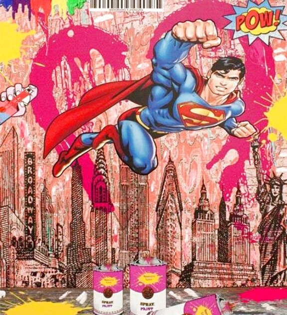 Superman in Broadway 2020 36x40 - Huge - New York Original Painting by  Jozza