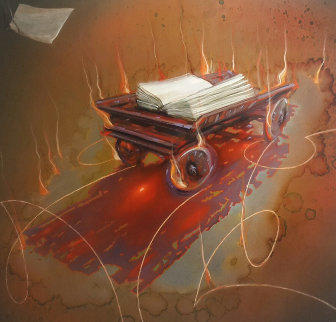 Burning Wagon 2003 46x44 Super Huge Original Painting - Judith Mason Burning Wagon 2003 46x44 Super Huge Original Painting - Judith Mason