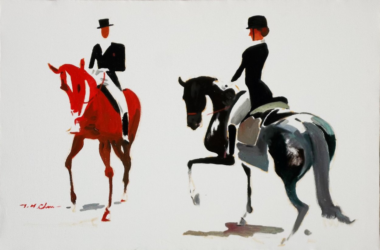Dressage #2 24x36 Original Painting by Ju Hong Chen Dressage #2 24x36 Original Painting by Ju Hong Chen