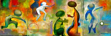 Play Ground Triptych 24x72 - Huge Original Painting - Ju Hong Chen Play Ground Triptych 24x72 - Huge Original Painting - Ju Hong Chen