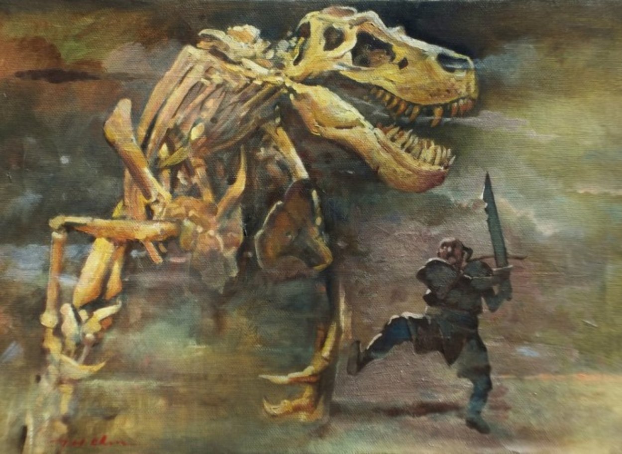 Dragon Slayer 2010 10x14 Original Painting by Ju Hong Chen