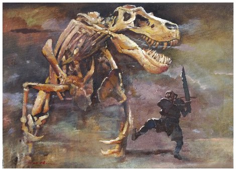Dragon Slayer 2010 10x14 Original Painting - Ju Hong Chen