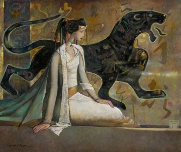Tiger Maiden 2009 40x48 Super Huge Original Painting - Ju Hong Chen Tiger Maiden 2009 40x48 Super Huge Original Painting - Ju Hong Chen