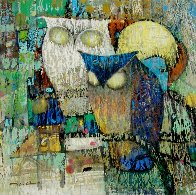 Yellow Moon 26x26 Original Painting by Ju Hong Chen - 1 Yellow Moon 26x26 Original Painting by Ju Hong Chen - 1