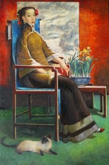 A Vintage Beauty 2009 60x40 Super Huge Original Painting - Ju Hong Chen A Vintage Beauty 2009 60x40 Super Huge Original Painting - Ju Hong Chen