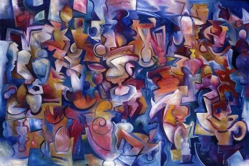 Crossing the Line 1990 48x72 Original Painting - Peter Juvonen Crossing the Line 1990 48x72 Original Painting - Peter Juvonen