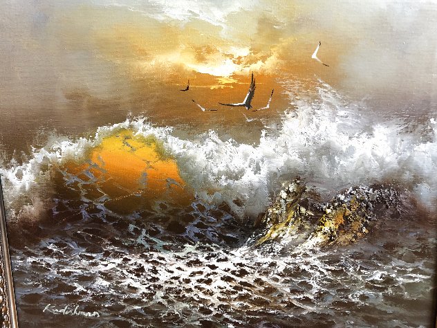 Crashing Waves Original Painting by Menashe Kadishman