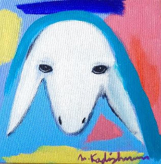 Sheep 2000 12x12 Original Painting - Menashe Kadishman Sheep 2000 12x12 Original Painting - Menashe Kadishman