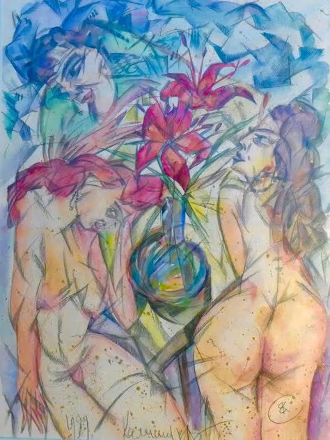 Untitled Watercolor 1989 25x30 Watercolor by Vyacheslav Kalinin