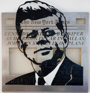 JFK Metal Sculpture Unique 36x35 Sculpture - Michael Kalish JFK Metal Sculpture Unique 36x35 Sculpture - Michael Kalish