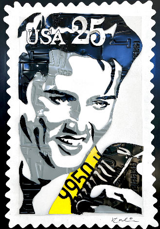 Elvis Presley Stamp Mixed Media Sculpture 2010 32 in Sculpture - Michael Kalish