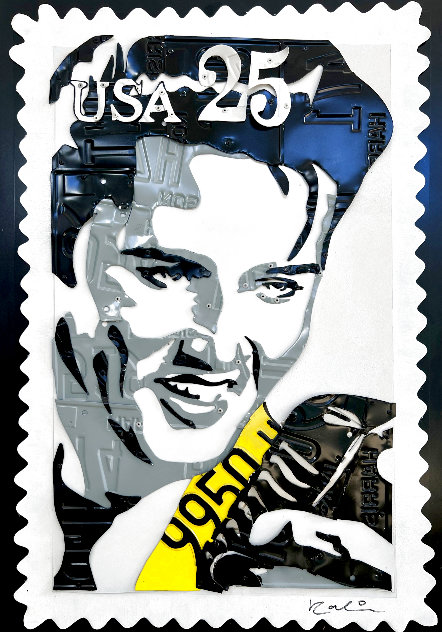 Elvis Presley Stamp Mixed Media Sculpture 2010 32 in Sculpture by Michael Kalish