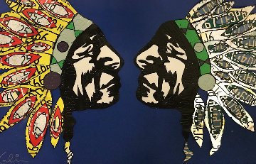 Two Indians License Plate 2005 48x79 Sculpture - Michael Kalish Two Indians License Plate 2005 48x79 Sculpture - Michael Kalish