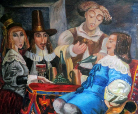 In a Tavern 2007 19x20 Original Painting - Alexander Kanchik