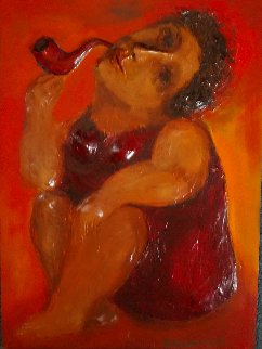Red Pipe 28x20 Original Painting - Mark Kanovich Red Pipe 28x20 Original Painting - Mark Kanovich