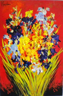 Iris Du Cap Bernat 2000 57x38 Huge Original Painting - Mark Kaplan Iris Du Cap Bernat 2000 57x38 Huge Original Painting - Mark Kaplan