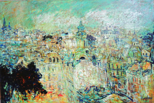 Languid June on Petrogradskaya Side 2013 38x57 Huge - Russia Original Painting by Mark Kaplan