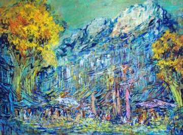 English Breakfast in Provence 2013 28x39 Original Painting - Mark Kaplan English Breakfast in Provence 2013 28x39 Original Painting - Mark Kaplan