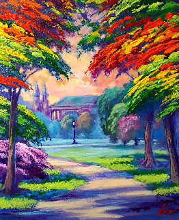 Park in France 2016 25x21 Original Painting - Janos Kardos Park in France 2016 25x21 Original Painting - Janos Kardos