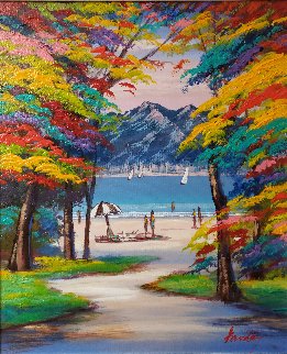 Untitled (Beach Landscape) 2016 27x23 Original Painting - Janos Kardos Untitled (Beach Landscape) 2016 27x23 Original Painting - Janos Kardos