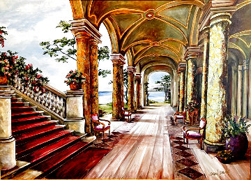 Villa By the Lake 50x65 Huge Original Painting - Karen Stene Villa By the Lake 50x65 Huge Original Painting - Karen Stene