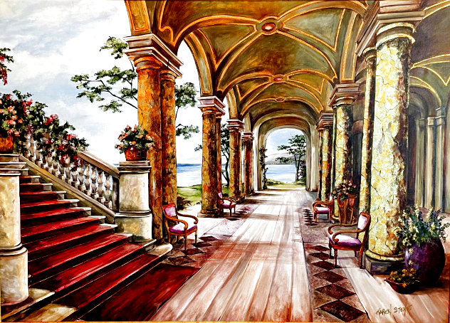Villa By the Lake 50x65 Huge Original Painting by Karen Stene