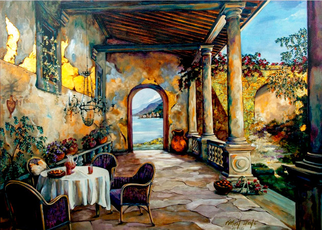 Loggia by the Sea - Huge - Italy Limited Edition Print by Karen Stene
