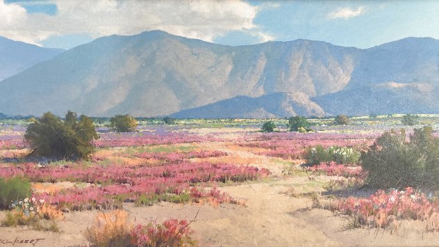 Desert in Bloom 1980 15x27 - California, Palm Springs, Original Painting by Karl Albert