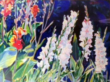 Gladiolus and Cannas 1984 32x42 Huge Original Painting - Jan Kasprzycki Gladiolus and Cannas 1984 32x42 Huge Original Painting - Jan Kasprzycki