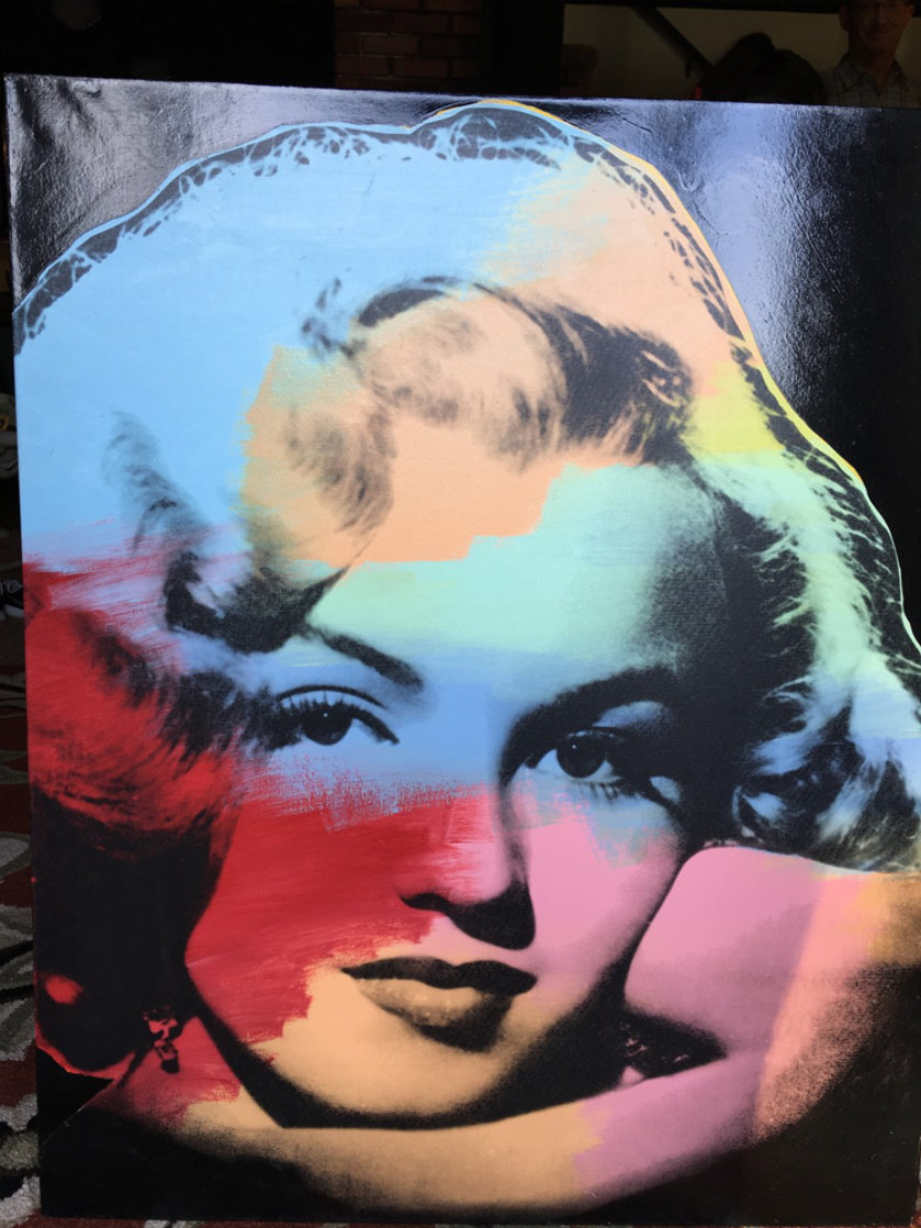 Marilyn Large Young Black Unique 1997 45x37  Huge Original Painting by Steve Kaufman