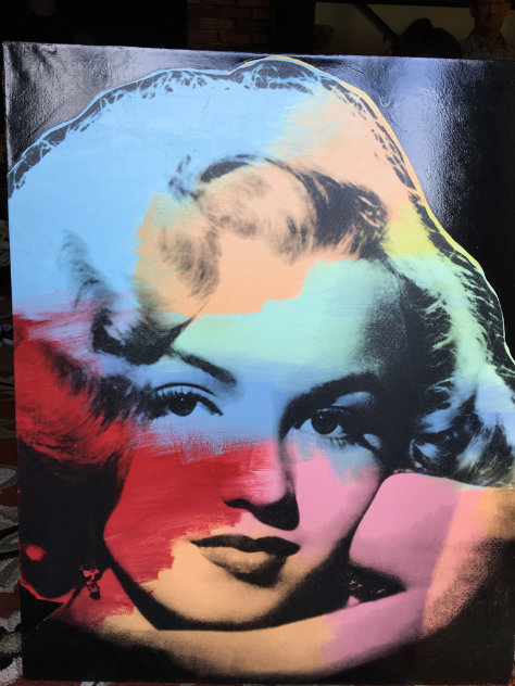 Young Marilyn on Black Unique 1997 45x37  Huge Original Painting by Steve Kaufman