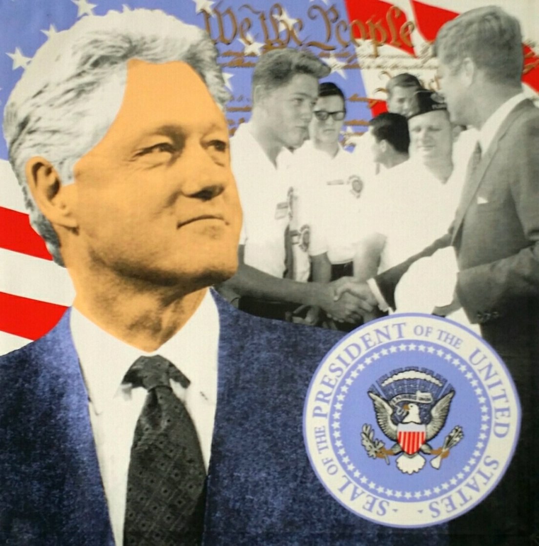 Bill Clinton Dark Blue 2004 Embellished Limited Edition Print by Steve Kaufman Bill Clinton Dark Blue 2004 Embellished Limited Edition Print by Steve Kaufman