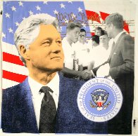 Bill Clinton Dark Blue 2004 Embellished Limited Edition Print by Steve Kaufman - 1 Bill Clinton Dark Blue 2004 Embellished Limited Edition Print by Steve Kaufman - 1