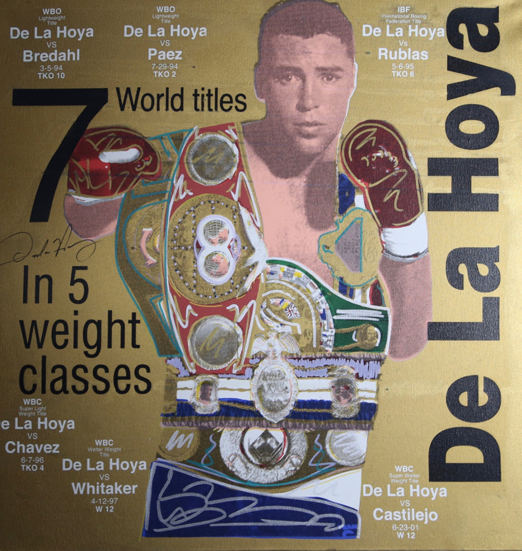 Oscar De La Hoya  36x36 Original Painting by Steve Kaufman