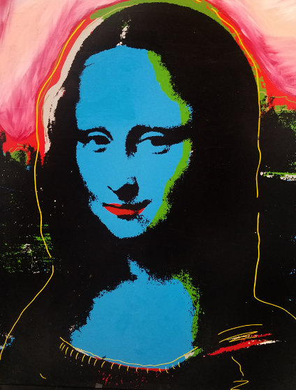 Mona Lisa - Blue PP Embellished Limited Edition Print by Steve Kaufman Mona Lisa - Blue PP Embellished Limited Edition Print by Steve Kaufman