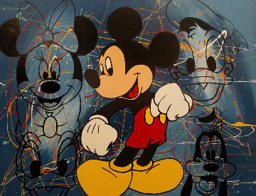 Mickey Mouse And Friends Embellished 47x37 Huge Limited Edition Print - Steve Kaufman Mickey Mouse And Friends Embellished 47x37 Huge Limited Edition Print - Steve Kaufman