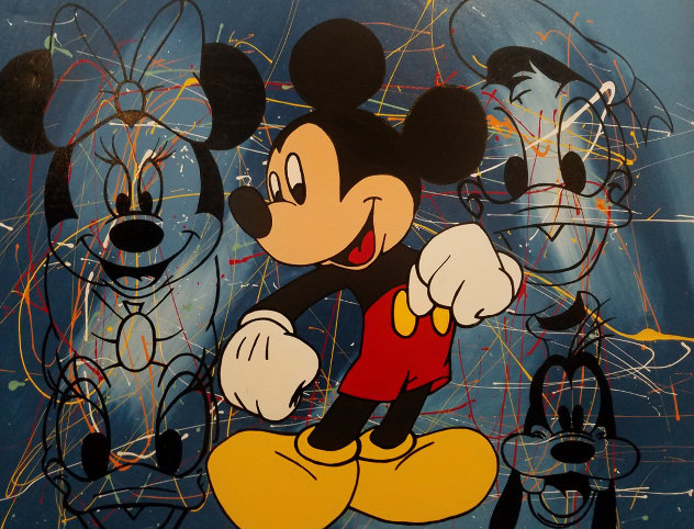 Mickey Mouse And Friends Embellished 47x37 Huge Limited Edition Print by Steve Kaufman