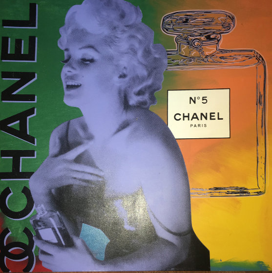 Marilyn Monroe Chanel #5 Unique 54x54 Original Painting by Steve Kaufman Marilyn Monroe Chanel #5 Unique 54x54 Original Painting by Steve Kaufman