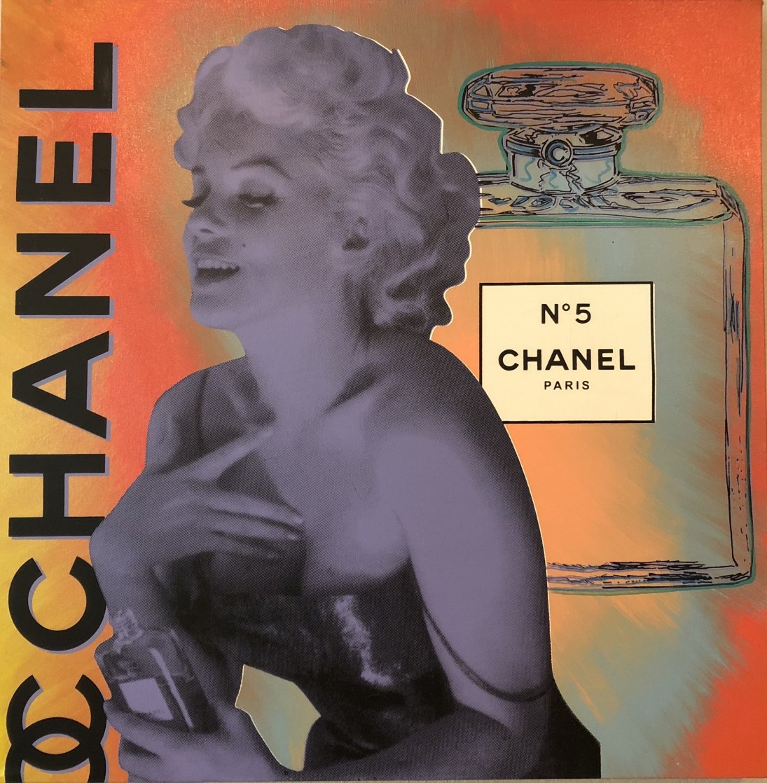 Chanel Marilyn, State I Unique 30x30 Original Painting by Steve Kaufman Chanel Marilyn, State I Unique 30x30 Original Painting by Steve Kaufman