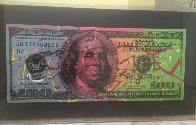 New $100 Bill Splattered Unique Embellished Limited Edition Print by Steve Kaufman - 1 New $100 Bill Splattered Unique Embellished Limited Edition Print by Steve Kaufman - 1