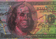 New $100 Bill Splattered Unique Embellished Limited Edition Print by Steve Kaufman - 0 New $100 Bill Splattered Unique Embellished Limited Edition Print by Steve Kaufman - 0