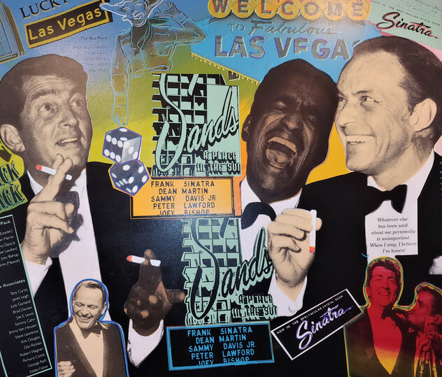 Rat Pack At the Sands 2005 Embellished Silkscreen on Canvas Limited Edition Print by Steve Kaufman Rat Pack At the Sands 2005 Embellished Silkscreen on Canvas Limited Edition Print by Steve Kaufman