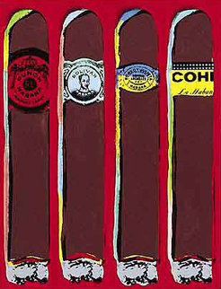 Cuatro Cubanos Rojo Embellished Limited Edition Print - Steve Kaufman Cuatro Cubanos Rojo Embellished Limited Edition Print - Steve Kaufman