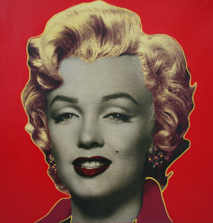 Marilyn Icon Red 24x24 Embellished Limited Edition Print - Steve Kaufman Marilyn Icon Red 24x24 Embellished Limited Edition Print - Steve Kaufman