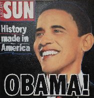 Obama! History Made in America Unique 2008 20x20 Original Painting by Steve Kaufman - 0 Obama! History Made in America Unique 2008 20x20 Original Painting by Steve Kaufman - 0