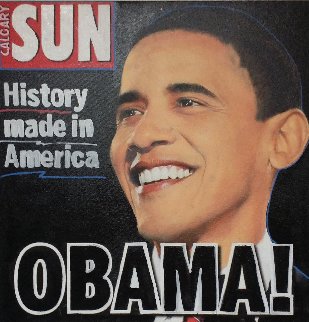 Obama! History Made in America Unique 2008 20x20 Original Painting - Steve Kaufman Obama! History Made in America Unique 2008 20x20 Original Painting - Steve Kaufman